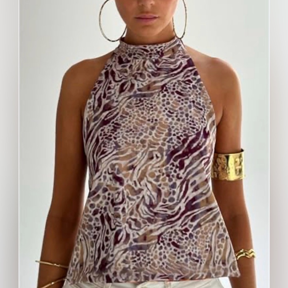 Multicolor Backless Halter Top